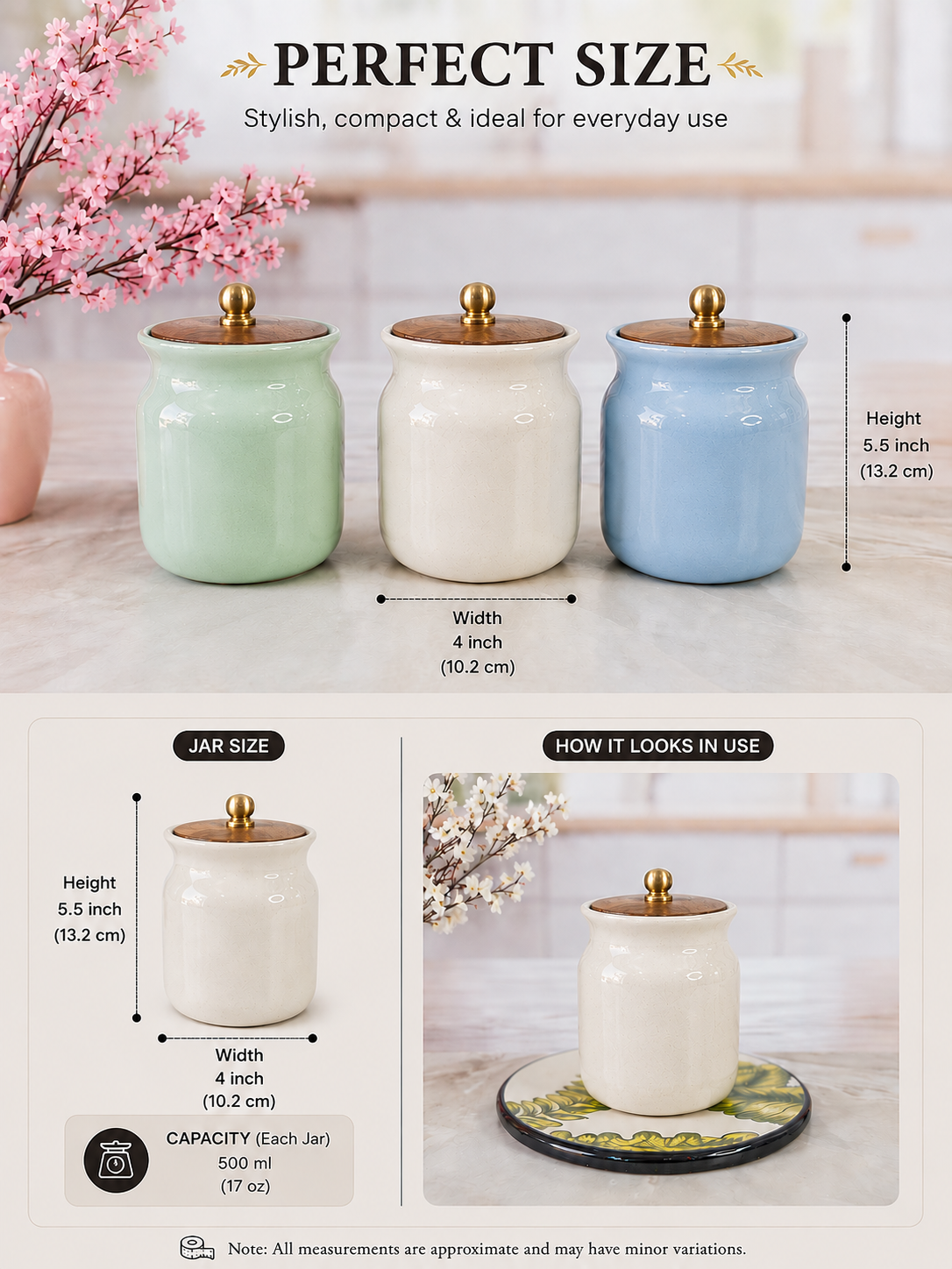 Ivory Sweet Home Airtight Matka Solid Ceremic Tea,coffee, and