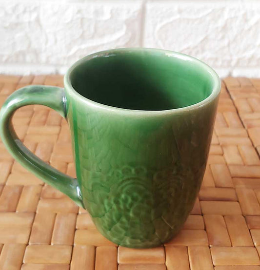 Ceremic Green Floral Conical Mugs