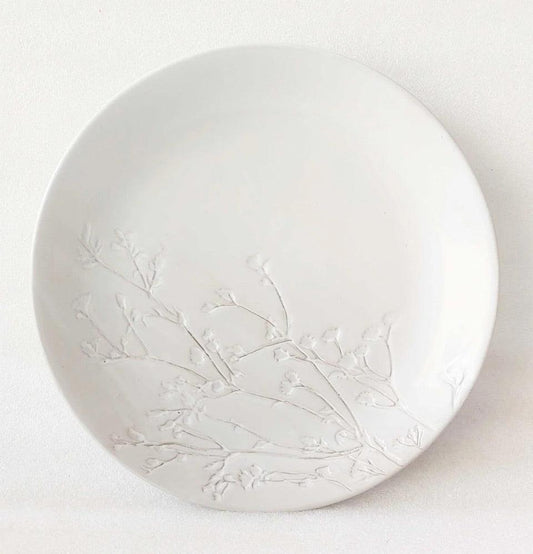 Grey Pottery white Round Floral Ceremic Dinner Ceramic Platters