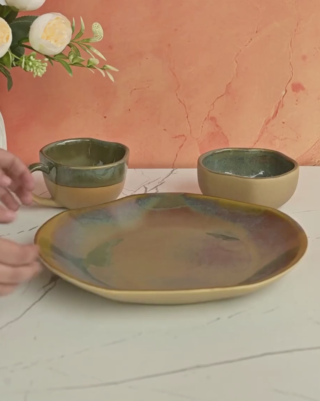 Rustic Glaze Dual-Tone Breakfast Set