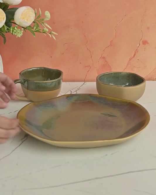 Rustic Glaze Dual-Tone Breakfast Set