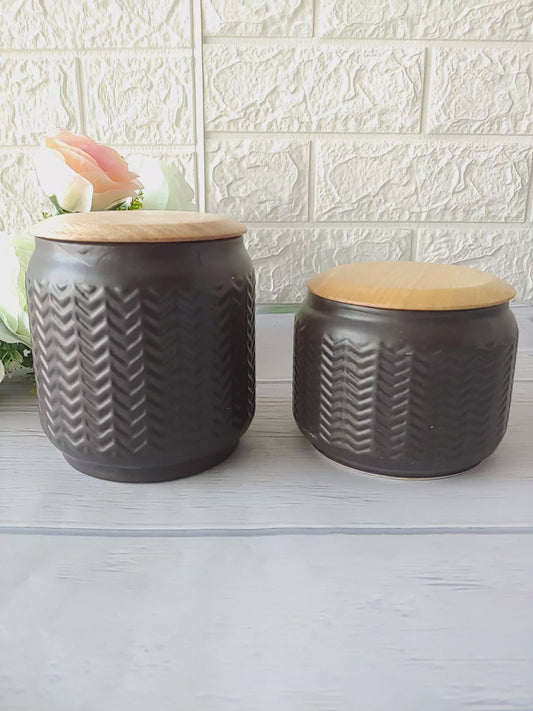 Zig-Zag Pastel  black  set of 2  Airtight Storage container