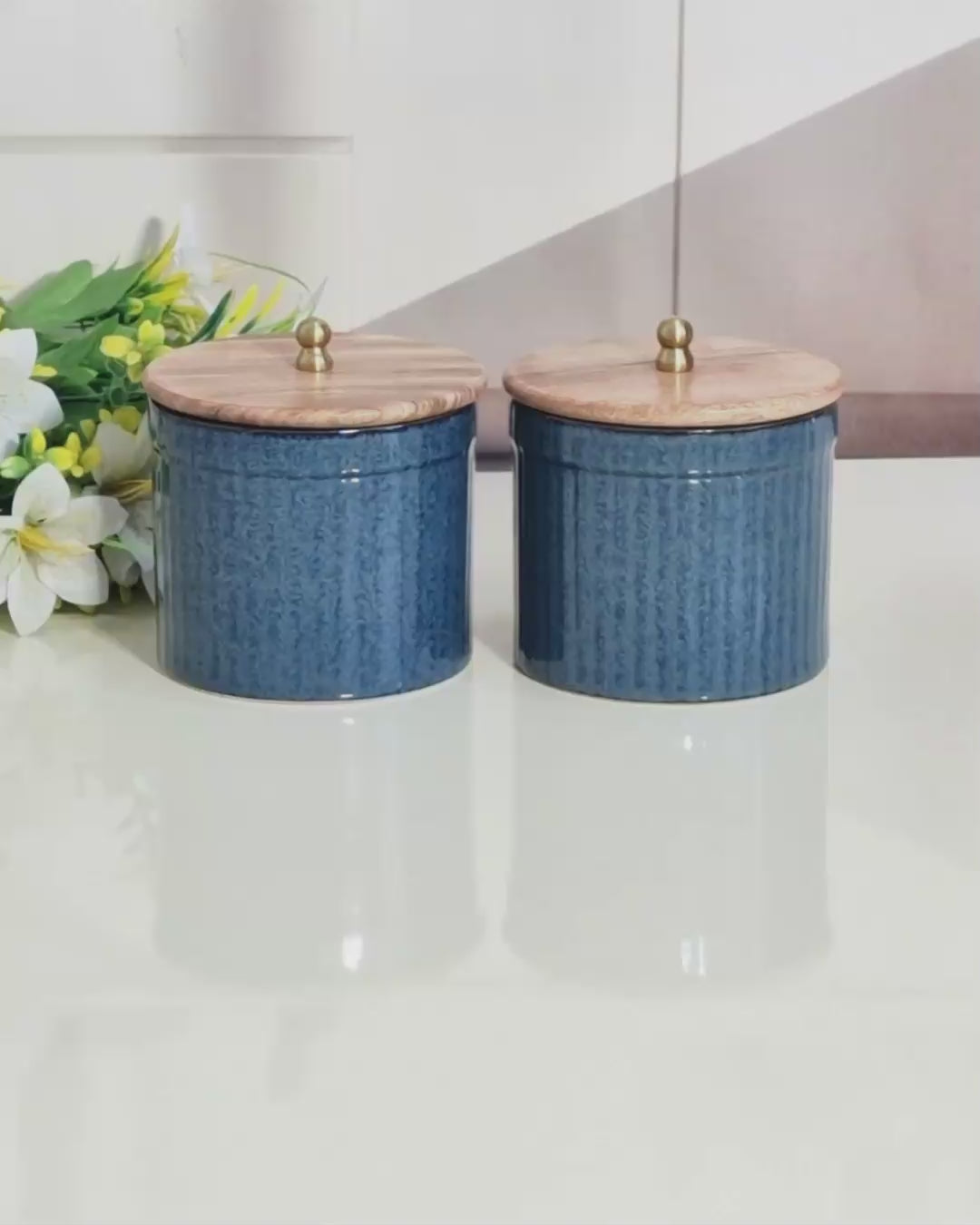 The Cottage Hearthside Ceramic Ring Pipe Jar in Deep Ocean