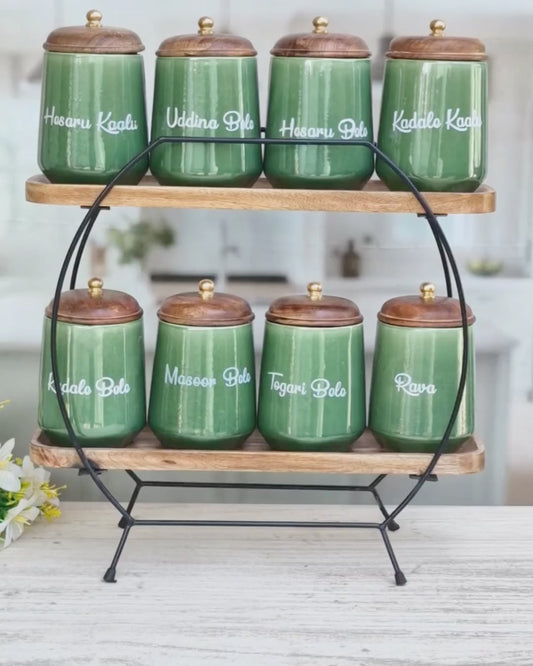 The Evergreen Pantry Dal & Pulse Airtight Ceramic (1kg) Container Jar - Kannada