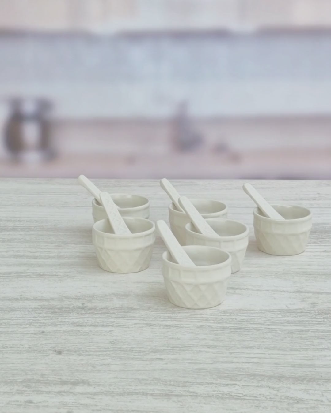 The Sweet Diamond Ceramic Ice Cream Serving Cups with spoon 180ml