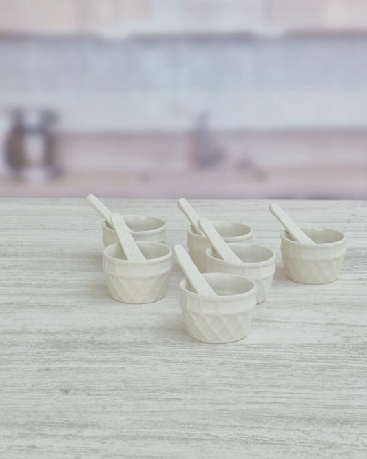 The Sweet Diamond Ceramic Ice Cream Serving Cups with spoon 180ml
