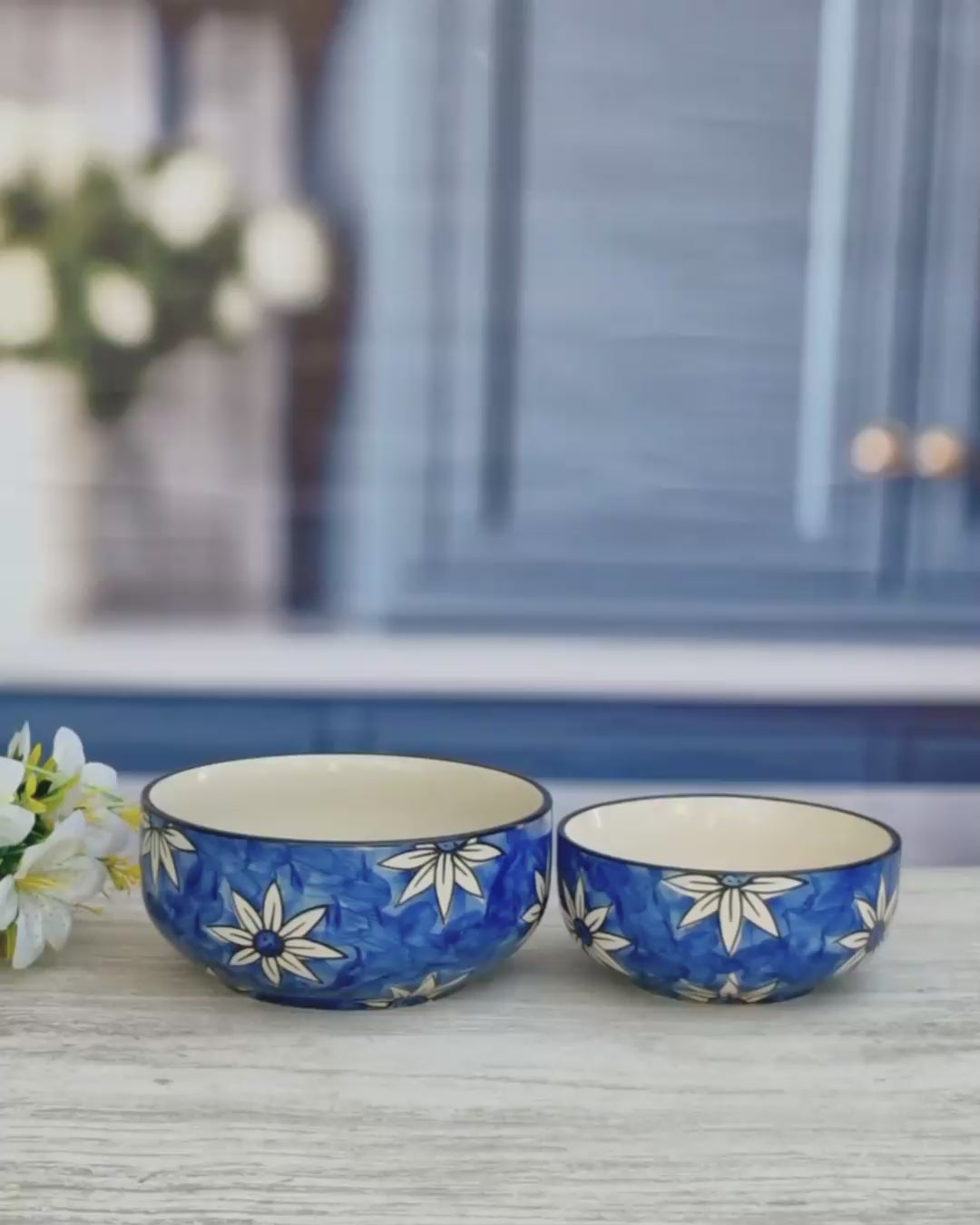 Sunflower Bloom Designer Ceramic Serving Bowls