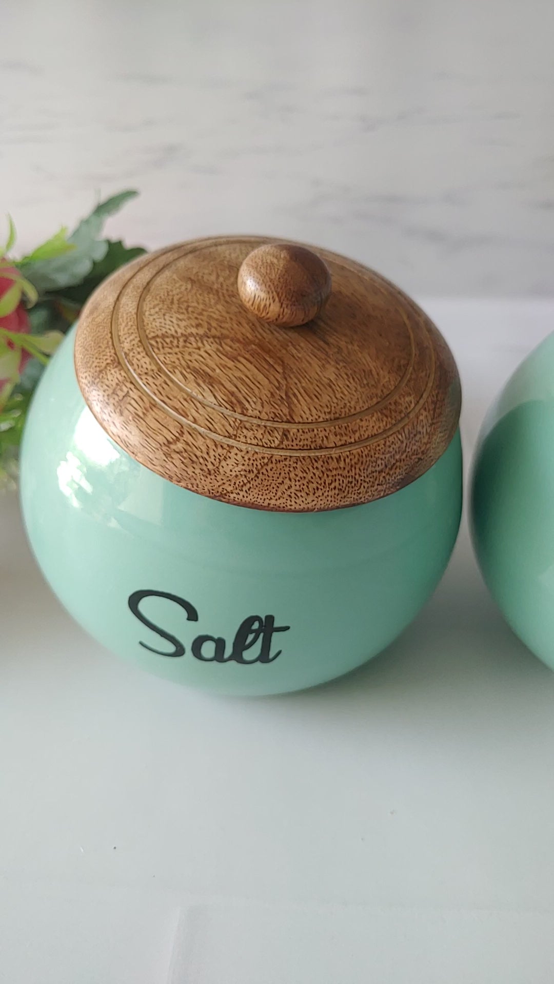 Slanted Blue Ceramic Salt, Sugar, and Tea Canister Set 500ml