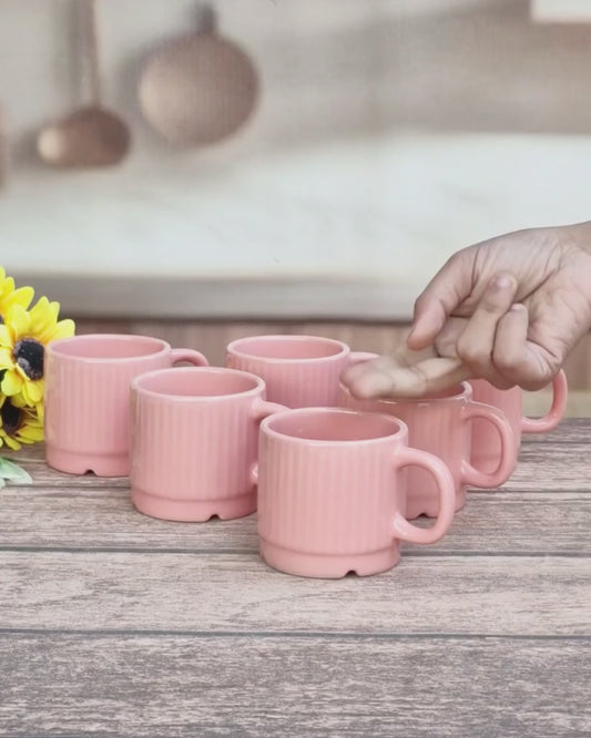 Blush Pink Stackable Ceramic Tea Cups Set's