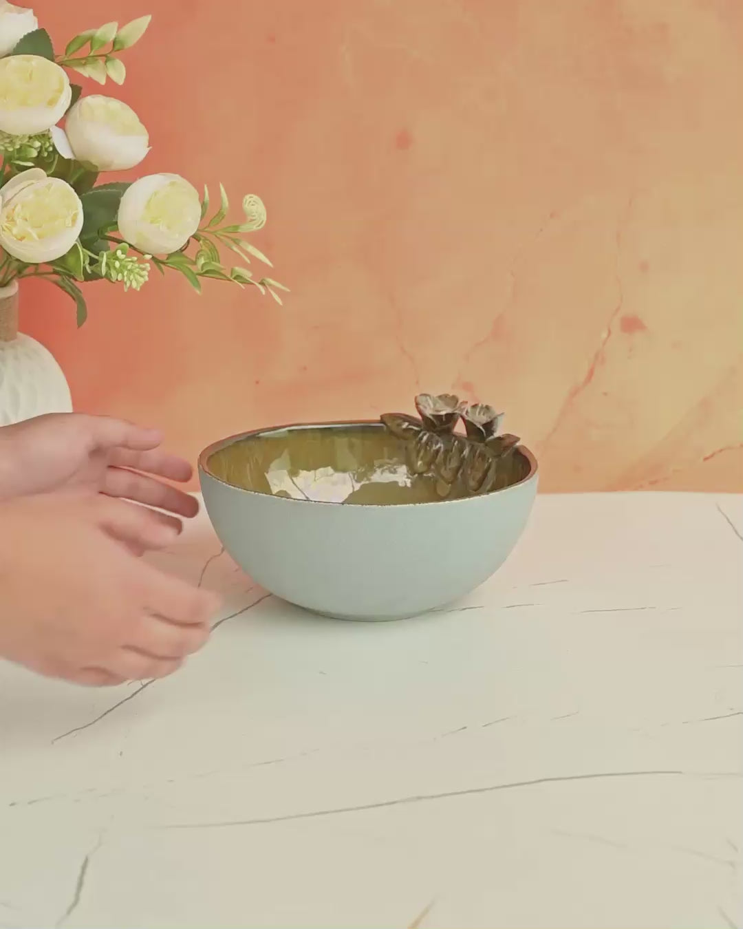 Flora & Frost Glazed Ceramic Server Bowl