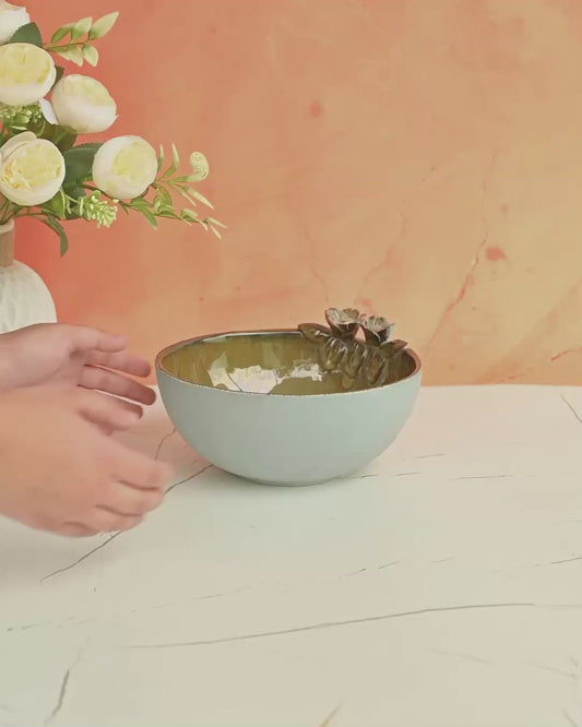 Flora & Frost Glazed Ceramic Server Bowl