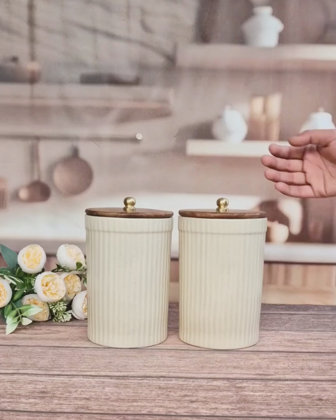 The Daylight Ivory Kitchen Storage Ceramic Canister Jars Set