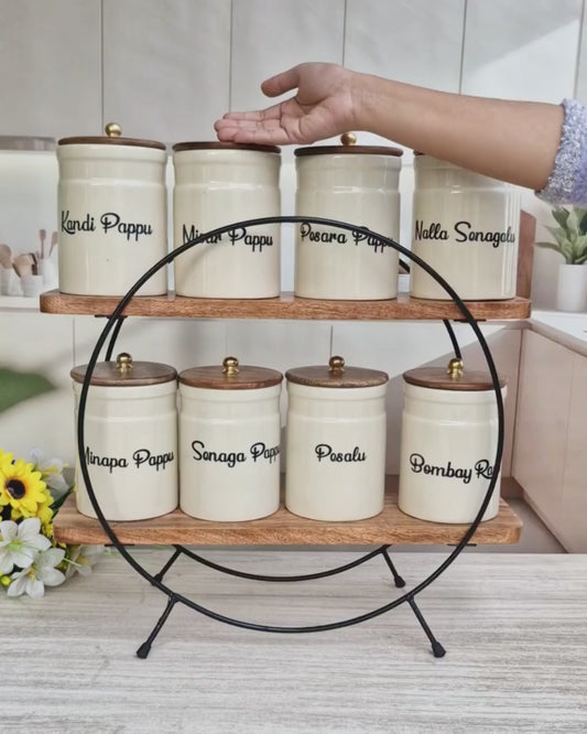 Global Flavor Fusion Dal Delight Airtight Ceramic Pipe Jar  - TELUGU