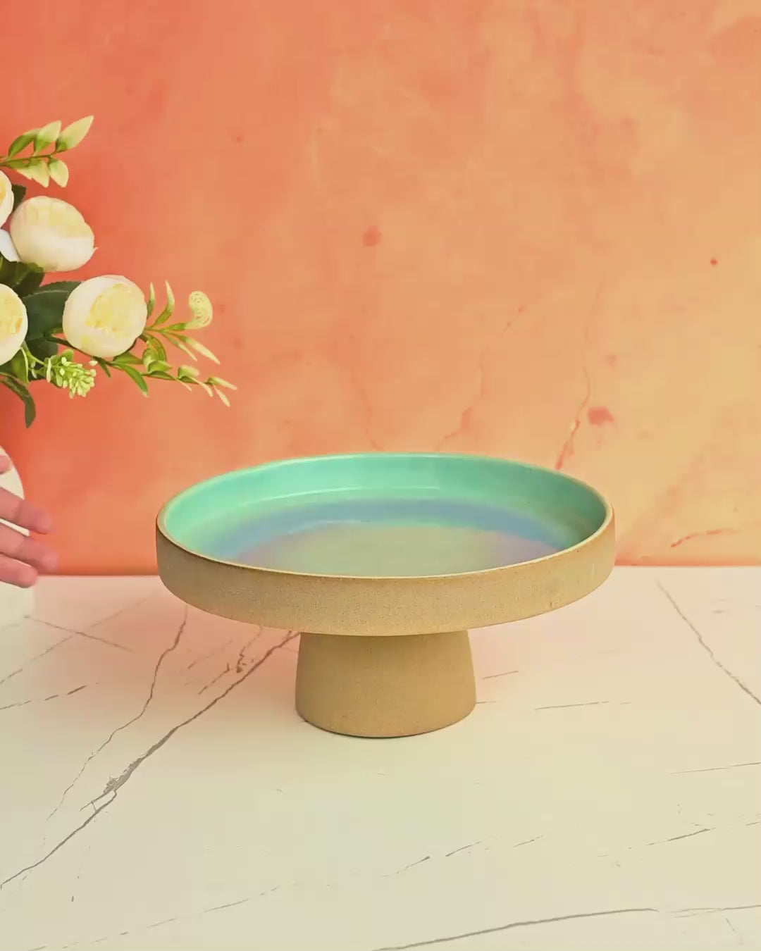 Coastal  Speckle Two-Tone Ceramic Cake Stand