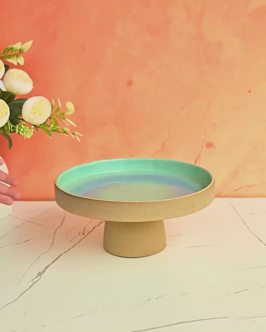 Coastal  Speckle Two-Tone Ceramic Cake Stand