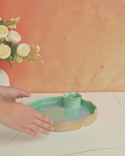 The Artisanal Twilight Harvest Ceramic Saucer Platter