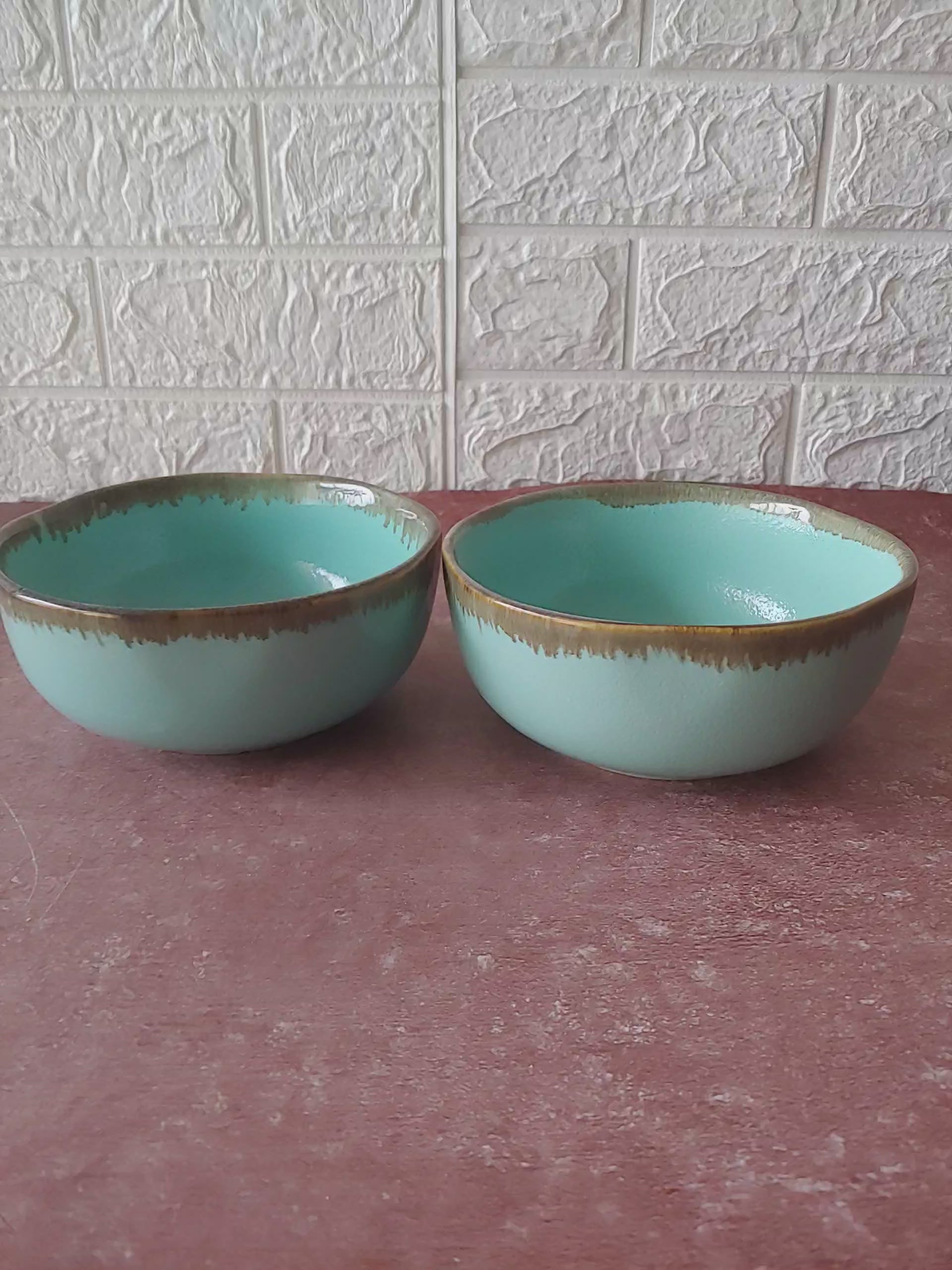 Sky Blue Palm Tree Ceramic Bowls