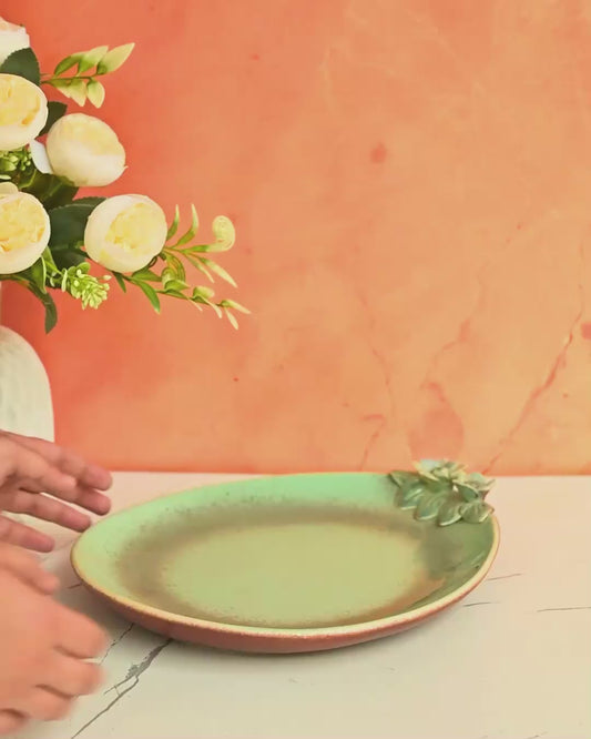 The Artisanal Lotus Glazed Ceramic Serving Oval Platter