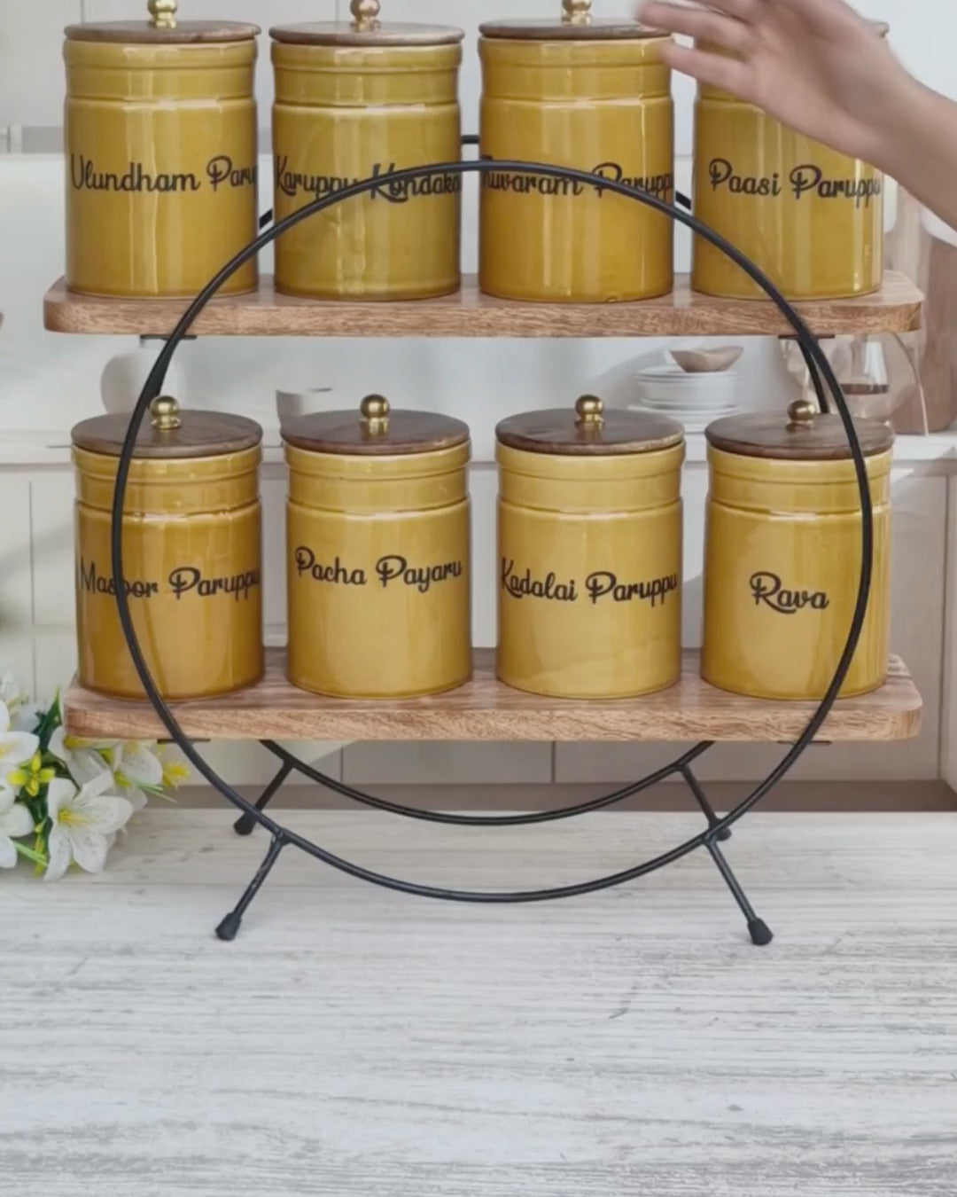 Flavorful Kitchen Companions Dal Airtight Ceramic Container Ring Pipe (1kg) Jar  - Tamil