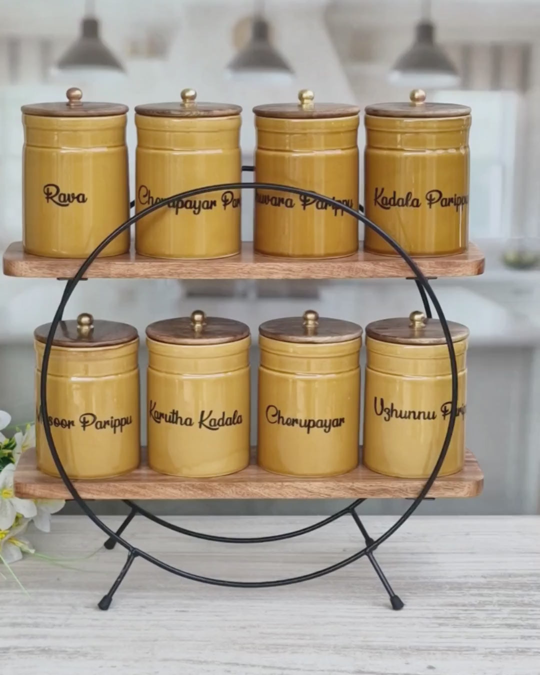 Flavorful Kitchen Companions Dal Airtight Ceramic Container Ring Pipe Jar  - Malayalam