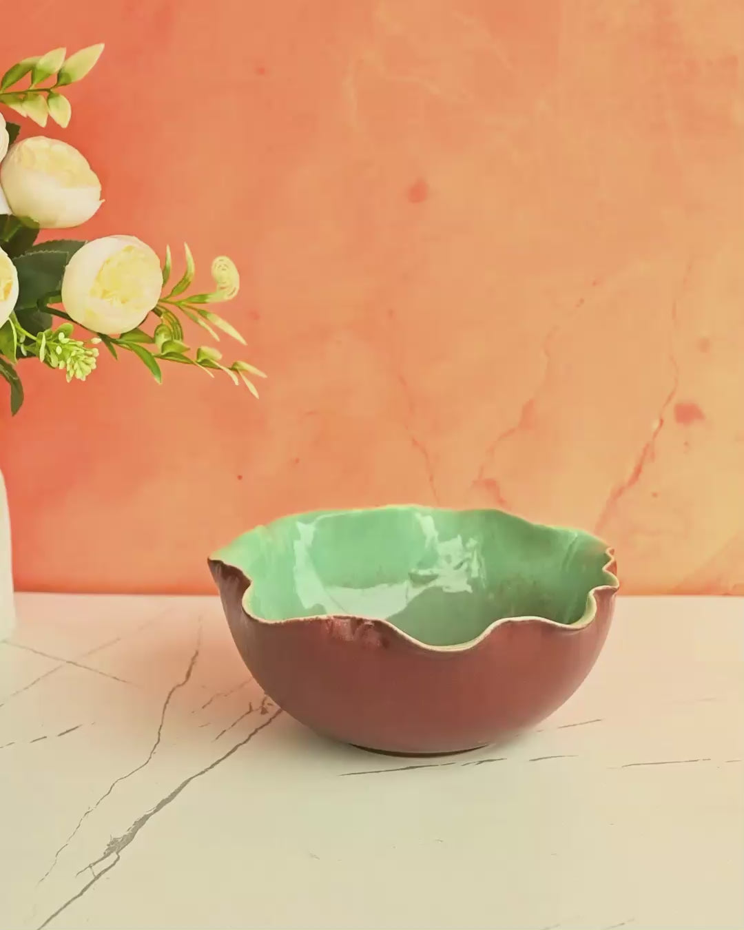 The Wave Flora Blossom Ceramic Serving Bowl