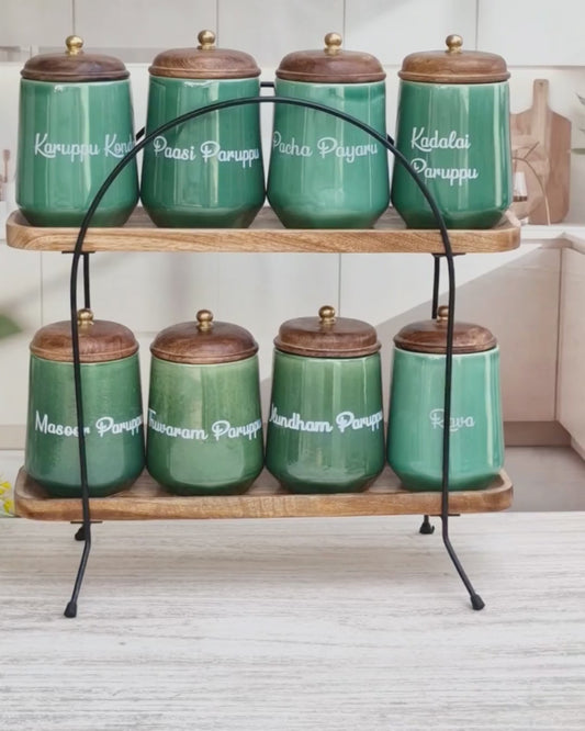 The Evergreen Pantry Paruppu Airtight Ceramic (1kg) Container Jar - Tamil