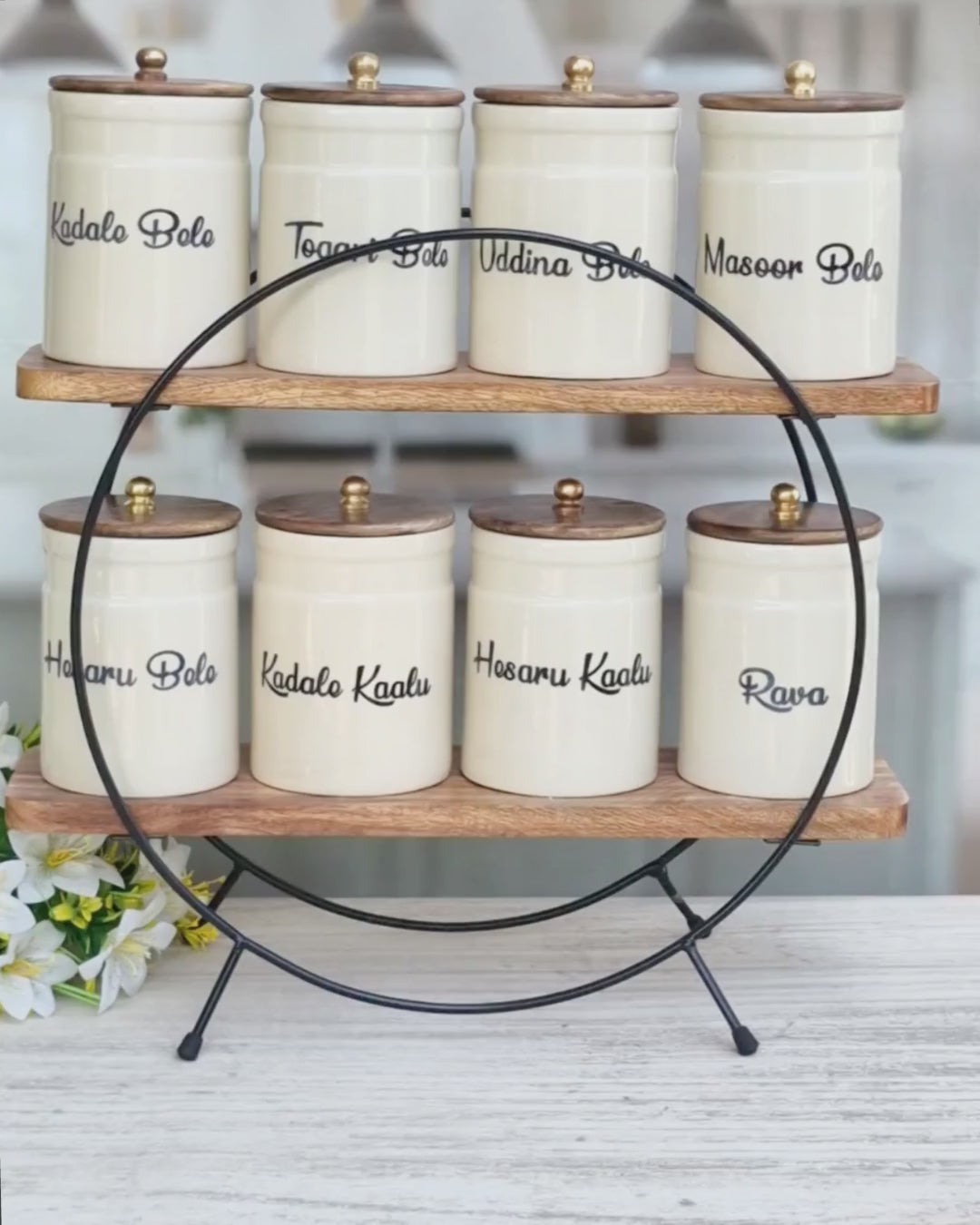Global Flavor Fusion Dal Delight Airtight Ceramic Ring Pipe (1kg)Storage Jar  - Kannada
