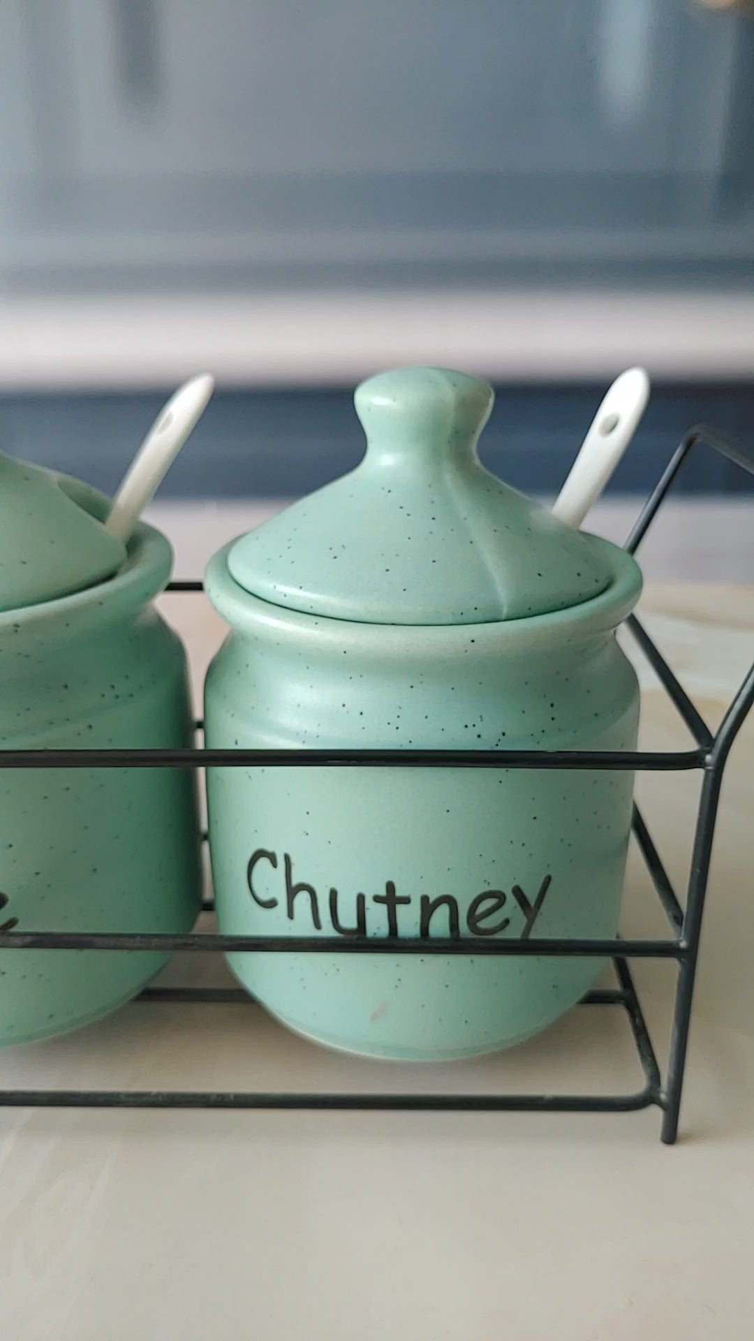 Flavorful Perfection Ceramic Kimchi Pickle and Chutney Jar with Metal stand