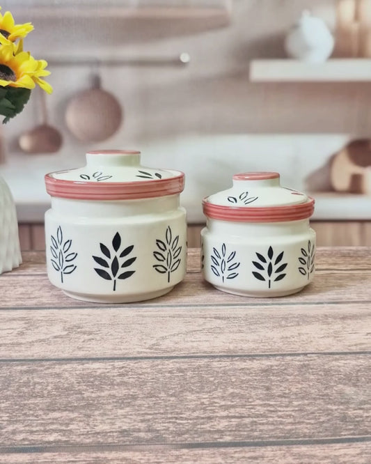 The Harvest Leaf Print Storage Canister Set of 1kg and (1/2 kg)