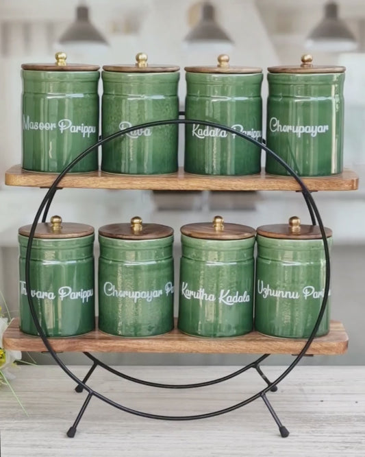 The Evergreen Pantry Dal & Pulse Airtight Ceramic Container Ring Pipe Jar  - Malayalam