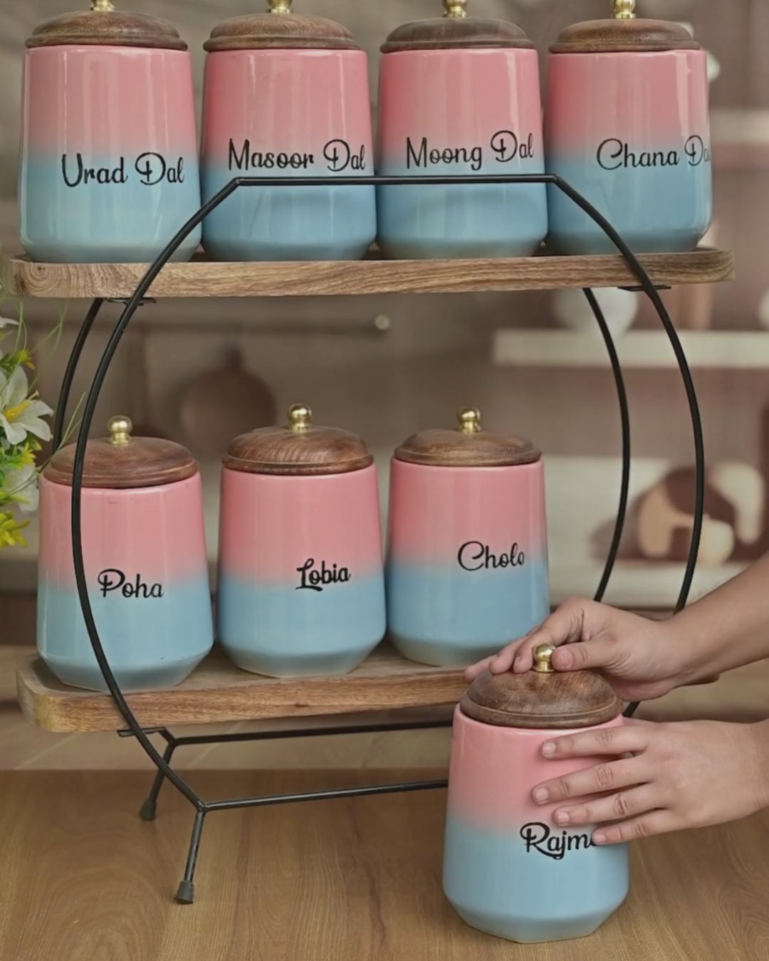 Blush & Blue Indian Jars Kitchen Display Essential Canister Set