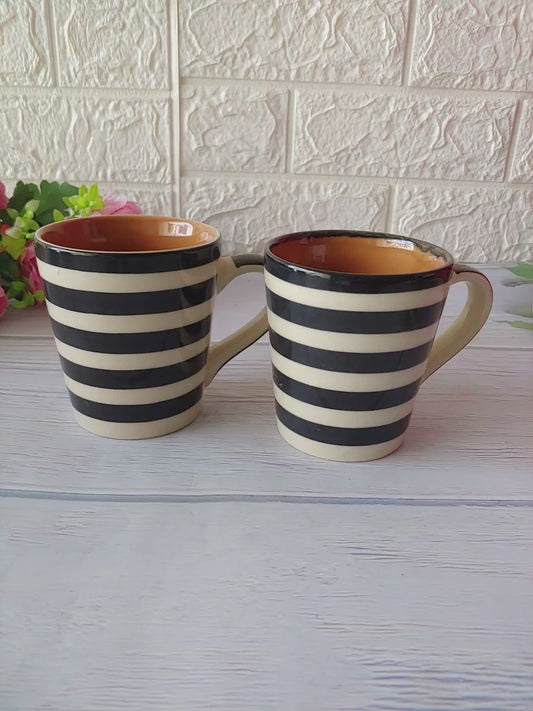 Classic Black and White Striped Mugs