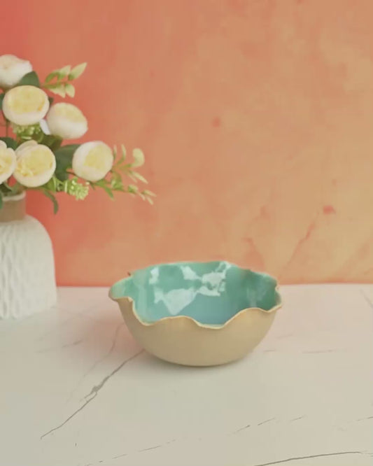 The Coastal Ocean Wavy Ceramic Serving Bowl