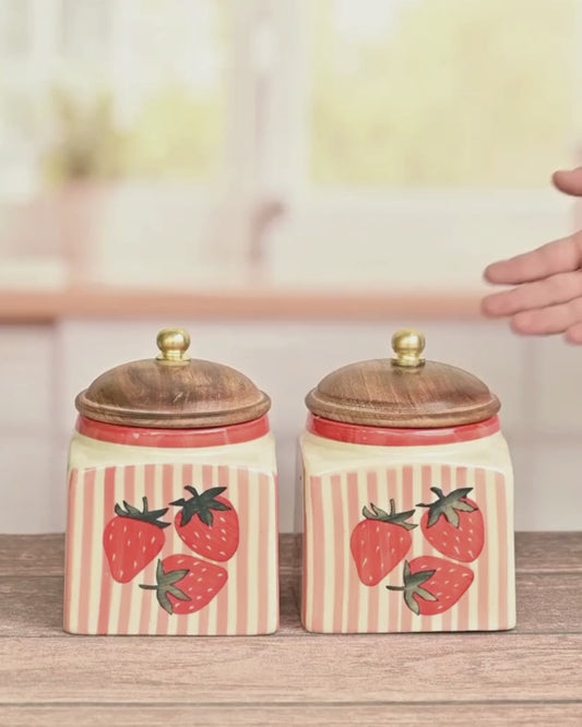 The Strawberry Patch Ceramic Kitchen Containers Jars