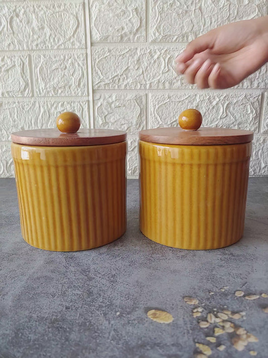 Honey Ceramic Airtight container 1/2 kg set of 2