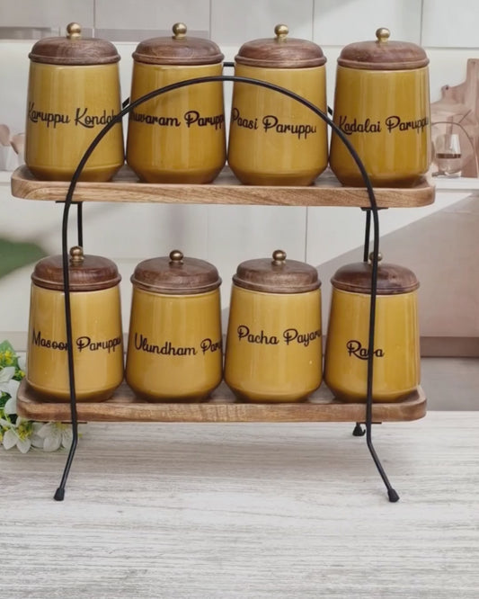 Flavorful Kitchen Companions Dal Delight Airtight Ceramic (1kg) Container - Tamil