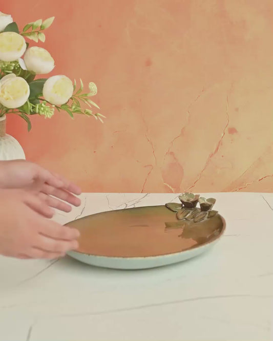 Lotus Glazed Platter  Decorative Ceramic Serving Tray