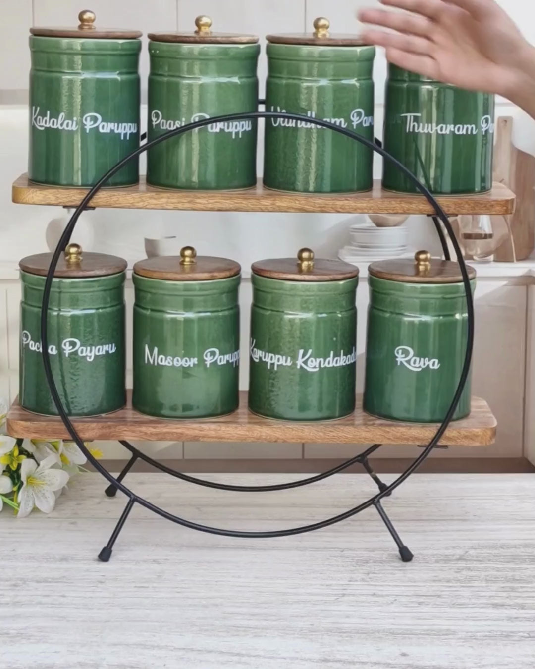 The Evergreen Pantry Paruppu Airtight Ceramic Storage Ring Pipe (1kg) Jar  - Tamil