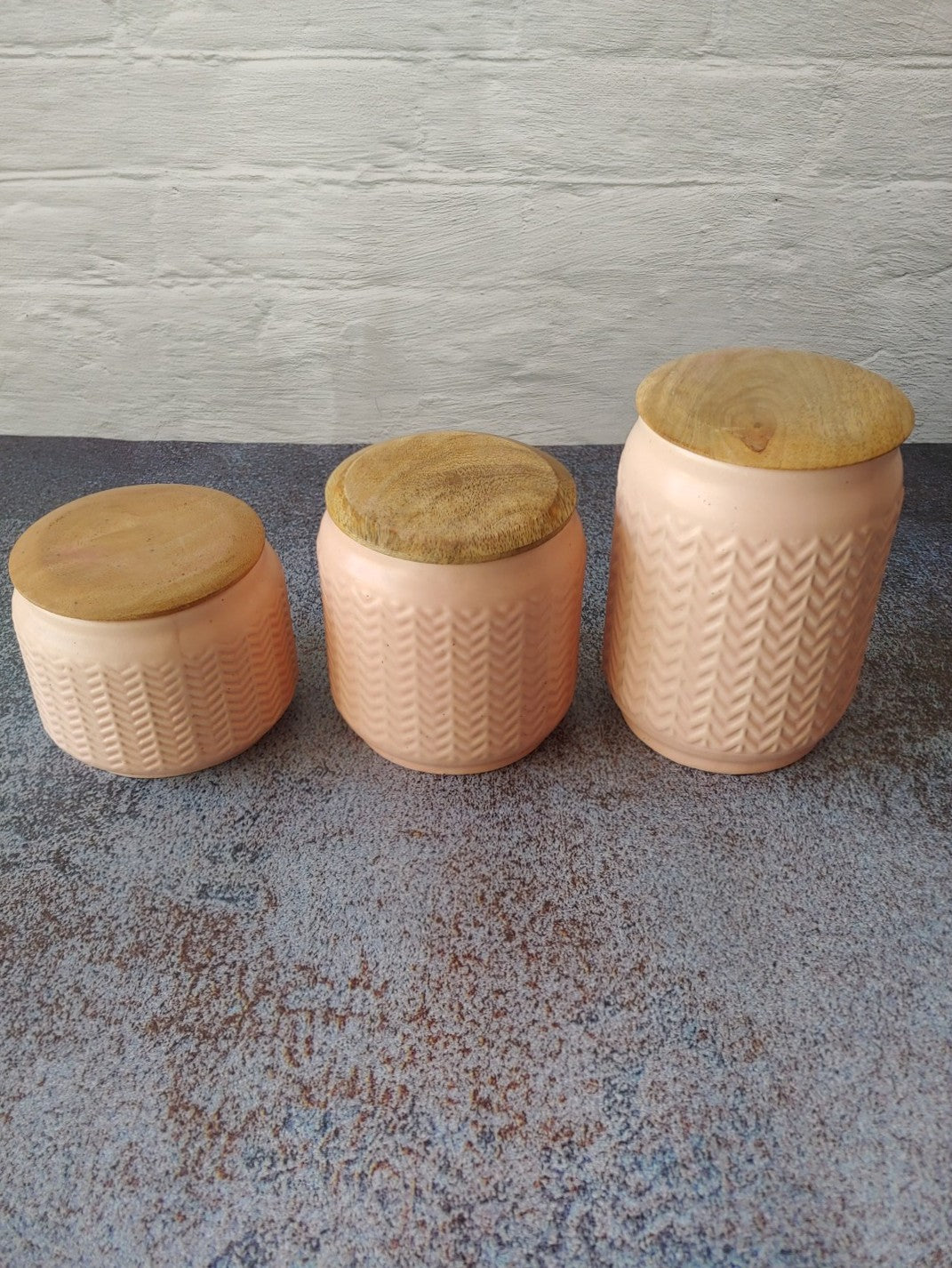 Zig-Zag Pastel Pink Airtight Storage Jars
