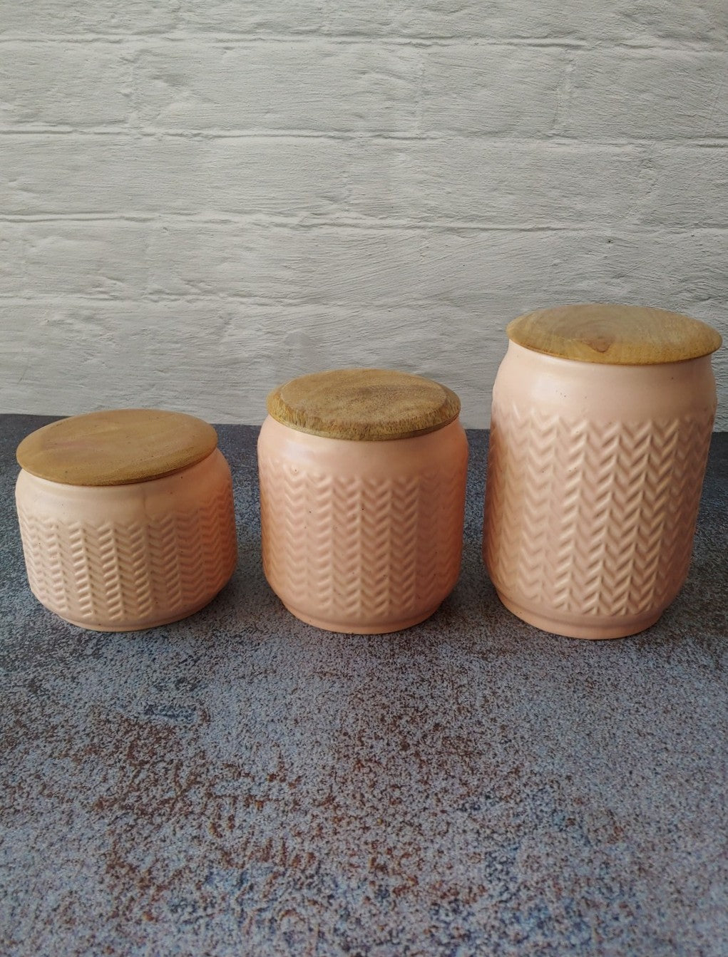 Zig-Zag Pastel Pink Airtight Storage Jars