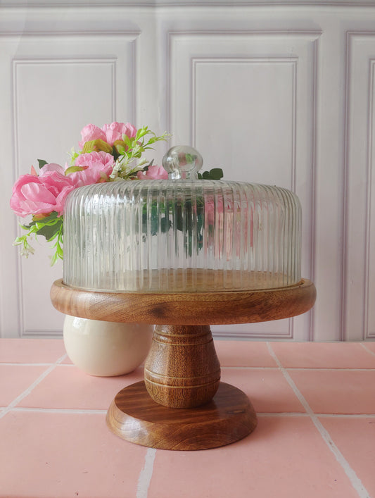 Birch Sugarplum Charm Beauty Table cake stand  with Glass Dome