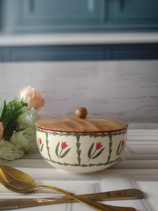 Hand Painted Ceramic Lovely  Bowls with lid