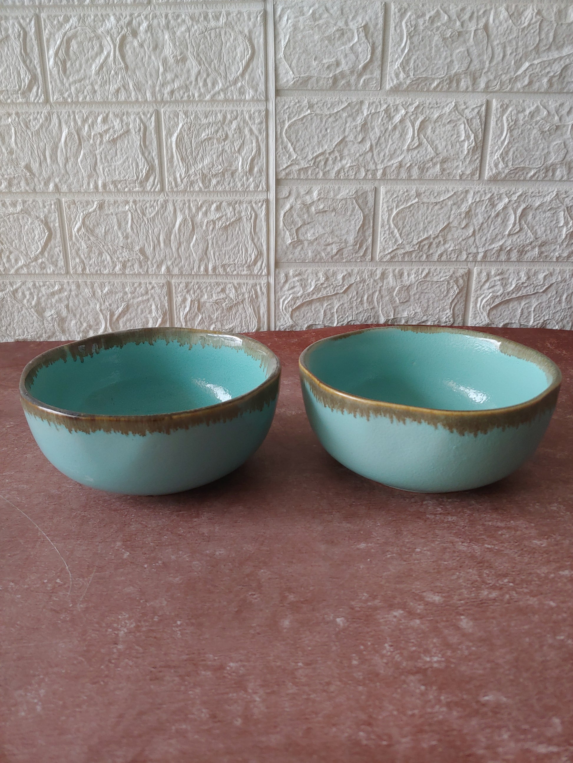 Sky Blue Palm Tree Ceramic Bowls