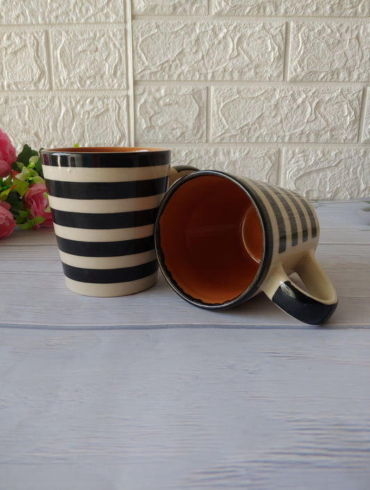 Classic Black and White Striped Mugs