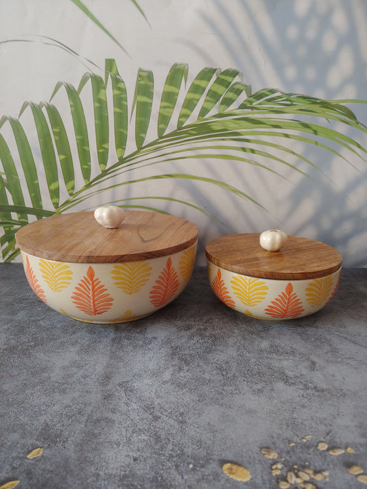 Handpainted Ceramic Bowls with Lid Serving and Storing