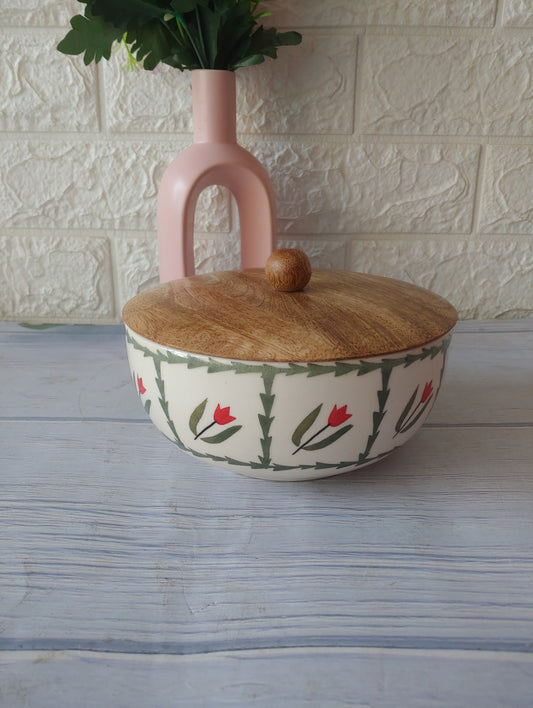 Hand Painted Ceramic Lovely  Bowls with lid