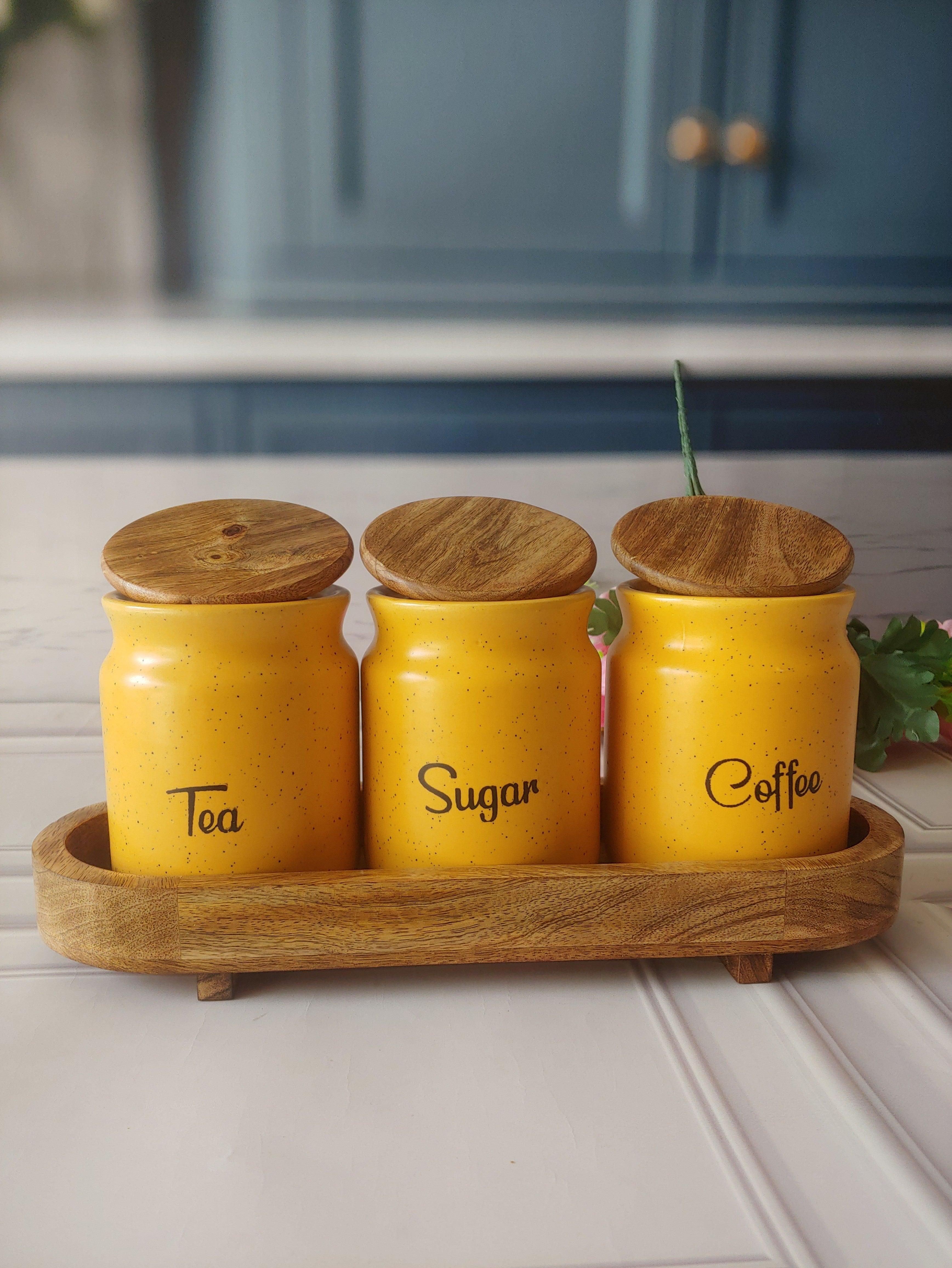 Sale mustard coloured tea coffee sugar canisters Factory Sale