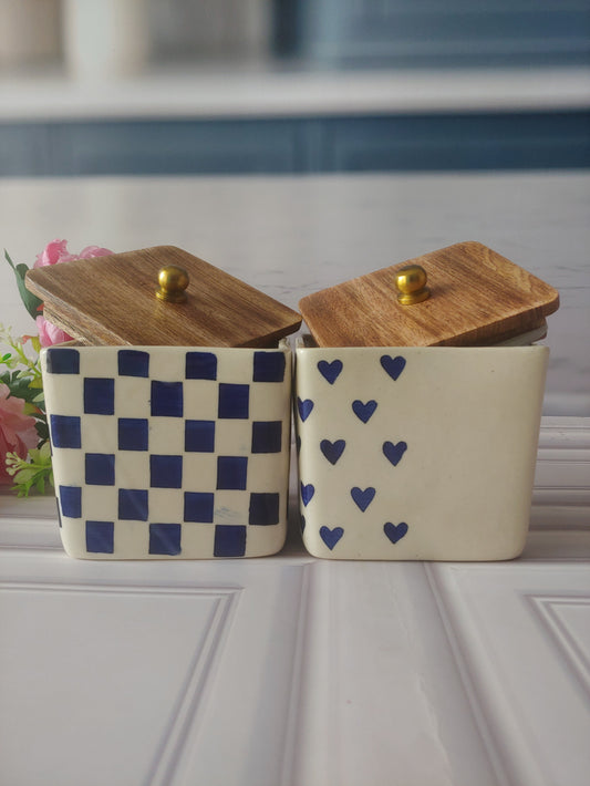 Always & Forever Sweetheart Home Ceramic Airtight Containers with Wooden Lid