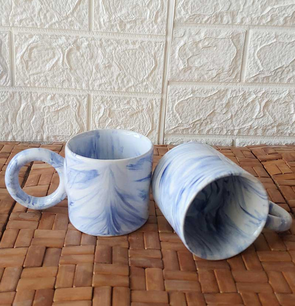 Light Blue Round Ceremic Printed  Tea Mug 2