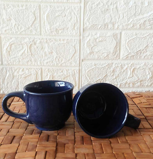 Blue Round Ceremic Solid  Tea Mug 2